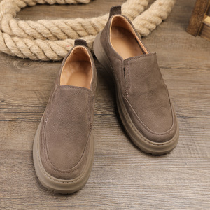 Mocassins en daim à bout rond, à enfiler, semelle extérieure en caoutchouc souple, chaussures décontractées pour hommes, automne - Product Image 3