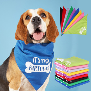 Tanpopo venta al por mayor personalizado mascota perro Bandana poliéster es mi cumpleaños impreso triángulo gato grande Baberos bufanda pañuelo fiesta regalo - Product Image 1