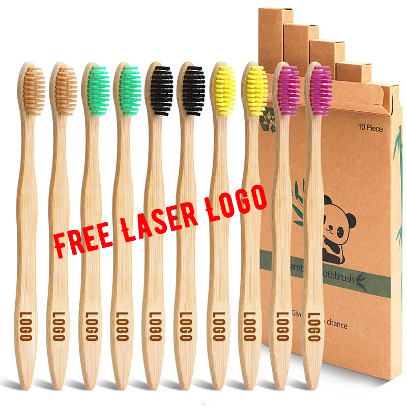 Bamboo Toothbrushes Medium Bristles Family 10 Pack Eco Friendly Biodegradable Organic Premium Wooden Toothbrush