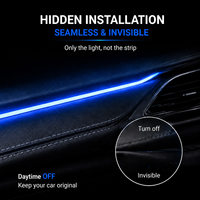 Kit d'éclairage d'ambiance LED RGB pour voiture, bande lumineuse intérieure 12V 5W, éclairage intérieur universel en acrylique, ajustement standard, contrôle par application, garantie 1 an