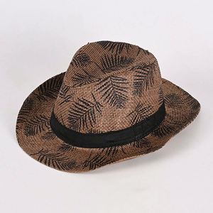 Sombrero de Paja Fedora con Logotipo de Árboles, Tema Tropical, para Fiestas, Ala Corta, Estilo Trilby, para Playa y Sol - Product Image 4