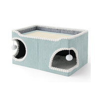 Villa pliable spacieuse pour chat, lit pour animaux d'intérieur/extérieur avec tissu respirant et imperméable, design semi-fermé pour toutes les saisons