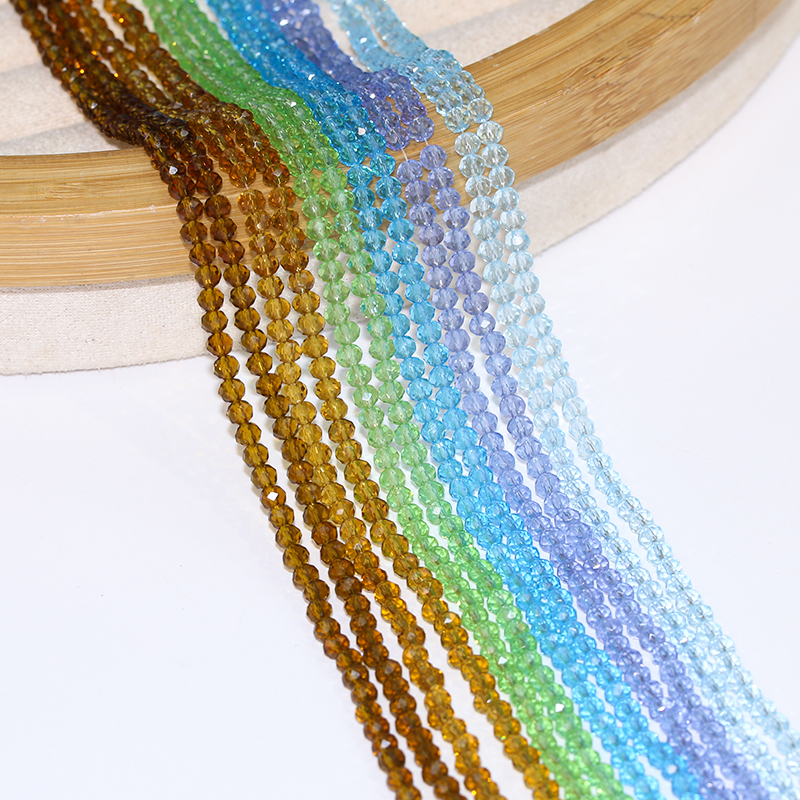 Factory Cheap Price 2/3/4/6/8mm Loose Beads Faceted Crystal Tyre Beads Rondelle Glass Beads for Jewelry Making
