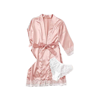 Nouveau femmes 4 pièces dentelle Satin jarretelle pyjamas ensemble été chemise de nuit avec chemise de nuit pour printemps automne hiver saisons en gros