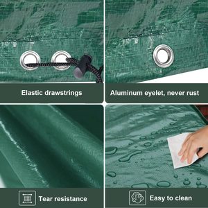 Lớn hình chữ nhật Patio thiết lập bảng và ghế Bìa Windproof chống UV vườn bảng bìa màu xanh lá cây đồ nội thất sân vườn bao gồm không thấm nước - Product Image 2