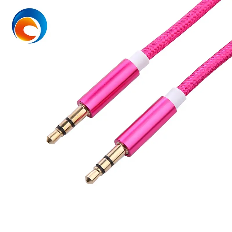 Custom 3 Foot 1 Meter Nylon Braided Pure Copper Core Universal Plug 3.5 Aux Audio Cable