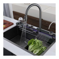 OEM Sus 304 acier inoxydable noir cascade de pluie volante évier de cuisine ménager intelligent organisateur de luxe étagère de rangement pour vaisselle