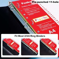 Classeurs en plastique FOSKA, diviseurs d'index, vente en gros, multicolores, format A4, organiseurs de bureau avec 11 trous pré-perforés
