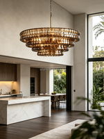 Lustre en verre de Murano fumé, lustre moderne de luxe pour salon, plafonds hauts, lustres et suspensions en laiton