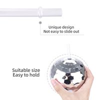 Gobelet réutilisable YACHEN en argent et or rose de 20 oz, gobelets à boule disco flash avec couvercle et paille pour discothèque, bar, fête, décoration