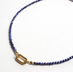 Collier ras du cou minimaliste pour femme en pierres précieuses perlées, collier superposé en <span class=keywords><strong>lapis</strong></span>-<span class=keywords><strong>lazuli</strong></span> bleu de 3 mm <span class=keywords><strong>avec</strong></span> fermoir mousqueton - Product Image 4