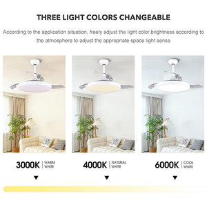 Ventilateur de plafond LED décoratif de style moderne, rétractable, 3 pales, 6 vitesses de vent, 42 pouces, avec lumière ES2551 - Product Image 4