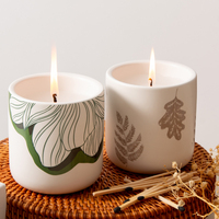 Pot de bougie parfumée à la cire de soja remplissage mat à motif personnalisé européen décoration maison bougie en céramique récipients vides