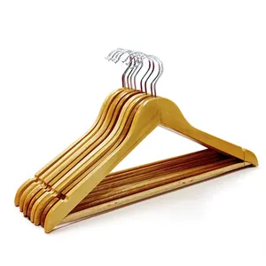 In Stock Hotel Wooden Coat Hanger Non Slip Boutique Wooden Clothes Hanger For Clothing Shop