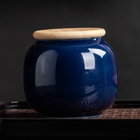 Pot en porcelaine Zen esthétique : Mini boîte à thé en céramique hermétique avec couvercle en bambou pour épices de cuisine, café et thé en vrac