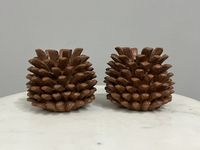 Adorno de Otoño para el Hogar, Decoración Vintage con Dos Conos de Pino, Portavelas para Árbol de Navidad, Regalo Decorativo, Candelabros Marrones
