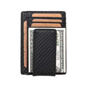 Men's Minimalist Wallet with RFID Blocking Carbon Fiber Card Holder Money Clip and Anti-Theft Feature - Product Image 1