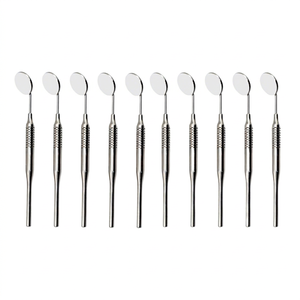 Miroir buccal dentaire simple, miroir grossissant plat, miroir d'examen dentaire en acier inoxydable de forme ovale à embout conique - Product Image 1