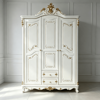 Armoire en bois européenne dorée et sculptée, meuble de rangement pour chambre à coucher, vente en gros d'usine, personnalisable
