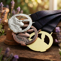 Médailles personnalisées en alliage de zinc plaqué or, argent, bronze, avec logo 3D et ruban, pour la course de 10 milles, le paddle et le canoë.