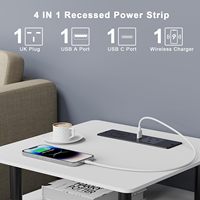 Prise de table industrielle double USB à 4 sorties, encastrable, avec chargeur sans fil 15W, QC3.0/PD3.0, câble de 2m, 10A