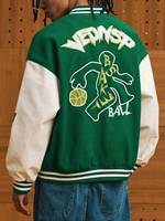 À la mode décontracté hommes Baseball veste personnalisé Lettermen université en cuir col manteau joueur de basket-ball broderie veste bouton
