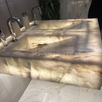 Nouveau Design de Luxe Newstar Panneau de Marbre Onyx Blanc Naturel Rétroéclairé Lavabo de Salle de Bain Vasque à Poser en Onyx Personnalisée