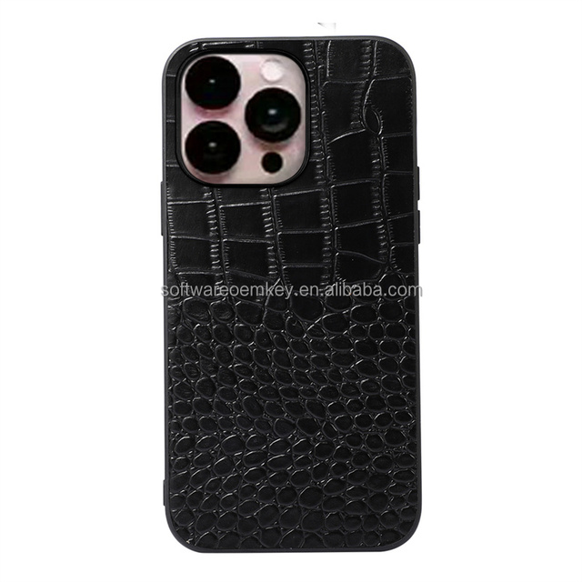 Genuine Leather Crocodile Pattern Case Ultra Slim Shockproof Back Cover for iPhone 14 14Pro 14 Pro Max