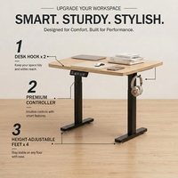 Bureau d'ordinateur motorisé moderne à hauteur réglable avec espace pour écran de 49 pouces, écologique, idéal pour chambre, école, studio