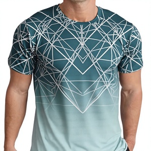 Camiseta de Manga Corta para Hombre con Patrón Geométrico, Cuello Redondo, Corte Ajustado, Secado Rápido, 100% Poliéster, Estilo Casual, Precio al por Mayor - Product Image 1