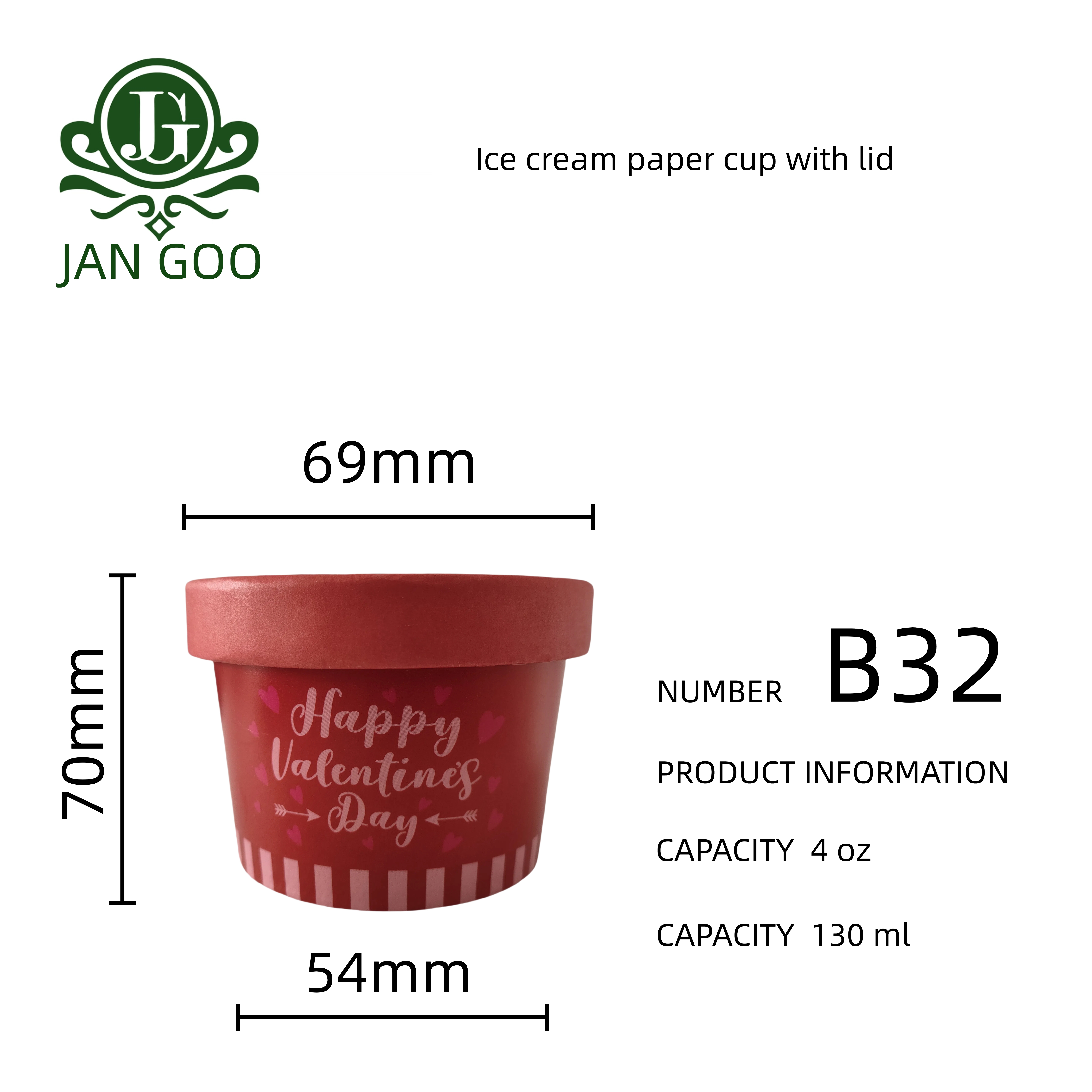 Vaso de helado de 130 ml personalizado