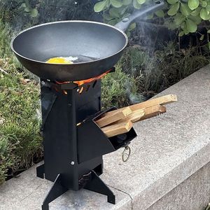 Réchaud à bois Rocket pliable et portable en acier, avec déflecteur multi-vent épaissi, simple et manuel, pour le <span class=keywords><strong>camping</strong></span> et le terrain - Product Image 1