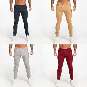 Jeans ajustés pour hommes, nouvelle mode, taille haute, jeans skinny délavés, pantalons pour hommes - Product Image 2