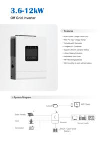 Convertisseur hors réseau 3,6-12 kW avec chargeur solaire 100A/120A monophasé 230V 50Hz pour batterie au lithium-acide - Product Image 2