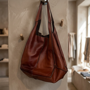 Bolso de Mano Casual de Cuero Genuino de Primera Calidad para Mujer, Hecho a Mano, con Cierre de Cremallera, Plegable, Impermeable, Ligero y Grande - Product Image 6