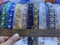 AFFINITY-Bordure en Dentelle Dorée à Paillettes Perlée, Bordure Brodée en Dentelle avec Strass pour Robe, Mariage, Maison, Vêtements