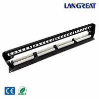 Panel de Conexiones Cat6 UTP de 24 Puertos con Tira de Etiquetas Grande y Cubierta Transparente, Krone 110, Doble IDC, Panel de Rack RJ45 1U Preconectado