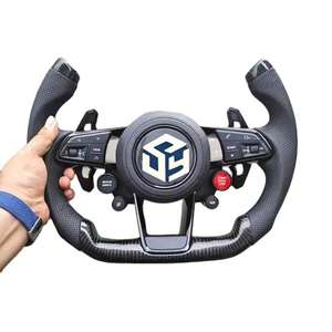 Volante Deportivo con Botón de Encendido, en Cuero y Fibra de Carbono, con LED, para Audi R8 A4 A5 A6 A7 RS3 RS6 RS7 C7 C8 B9 B9.5 <span class=keywords><strong>S3</strong></span> SQ5 Q3 Q7 Q8 - Product Image 5
