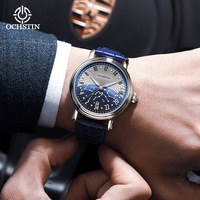 Montre-bracelet automatique mécanique pour homme OCHSTIN, collection classique Master, confortable, en cuir véritable, avec aiguilles