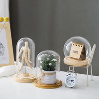 Cloche en verre clair dôme en verre dôme de forme ronde avec guirlande lumineuse pour la décoration de la maison d'affichage