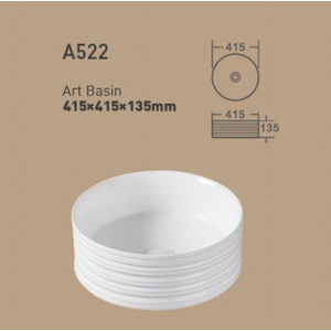 Lavabo Redondo para Encimera A524A 405x405mm, Lavabo Artístico de Cerámica Blanca sin Orificios para Baño - Product Image 5