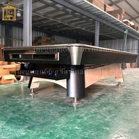 Table de billard de tournoi de haute qualité en bois de chêne massif de 9 pieds avec système de retour de billes en velours ardoise, table de billard haut de gamme, couleurs personnalisables