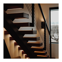 Escalier Modulaire en Bois Massif au Design Moderne Personnalisé, Marches Durables en Acier et Bois, Flottant, Intérieur/Extérieur, Écologique