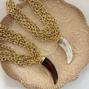 여성을 위한 새로운 금도금 체인 목걸이 펜던트 달 이빨 두꺼운 스티칭 쇄골 장식 패션 목걸이 메탈 기하학 - Product Image 6