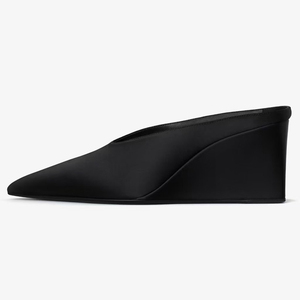Sandalias de seda con punta para mujer, mules sexys, zapatos de tacón alto de cuña, para vestir en verano - Product Image 3