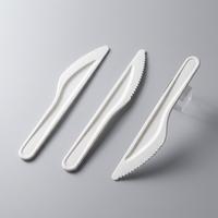 Nouvel Arrivage – Ensemble de Couverts Biodégradables en Bagasse Blanche de Qualité Supérieure – Fourchette, Cuillère et Couteau Jetables pour Usage Quotidien à Domicile