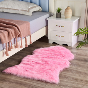 Alfombra de felpa rosa, forma irregular, color sólido, tapete acolchado para dormitorio, decoración del hogar - Product Image 1