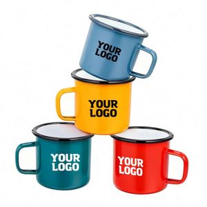 Mug promotionnel personnalisé en métal émaillé avec logo imprimé pour café et lait – Cadeau d'entreprise pour événements promotionnels - Product Image 1