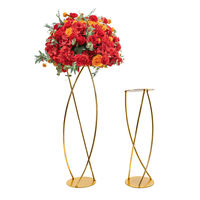 Support floral simple en métal doré pour centre de table de mariage, grand présentoir à fleurs pour événements, banquets et décorations de table.