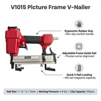 WISDOM Professional V1015 Agrafeuse pneumatique V-Nailer, longueur d'agrafes 7-15 mm, pistolet à clous de type V portatif pour la fixation de cadres